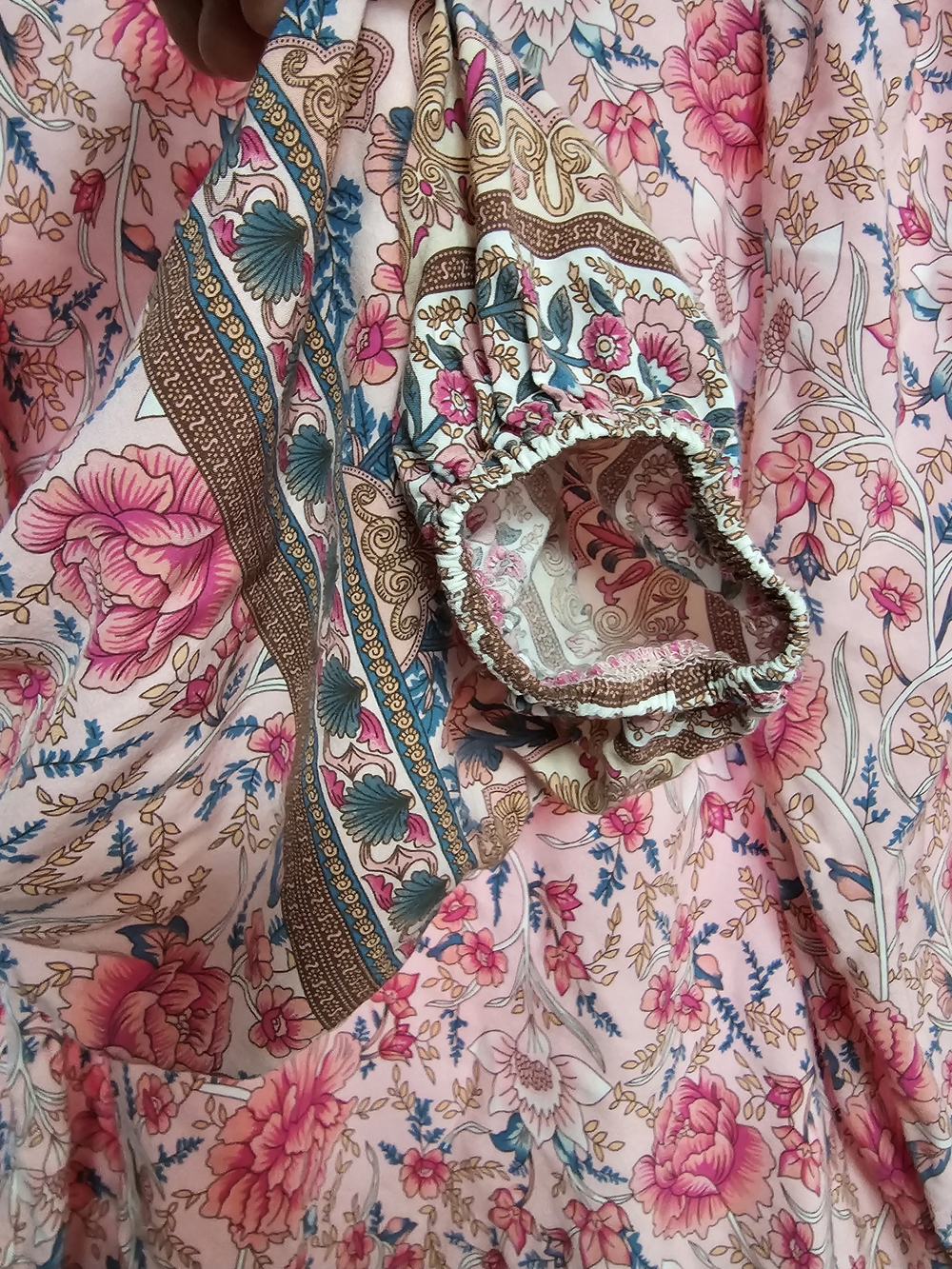 Women's Pink Floral Tie-Front Boho Tunic - Picture 8 of 8